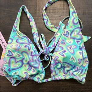 Wild Fable Swim Heart Pattern Bikini Top